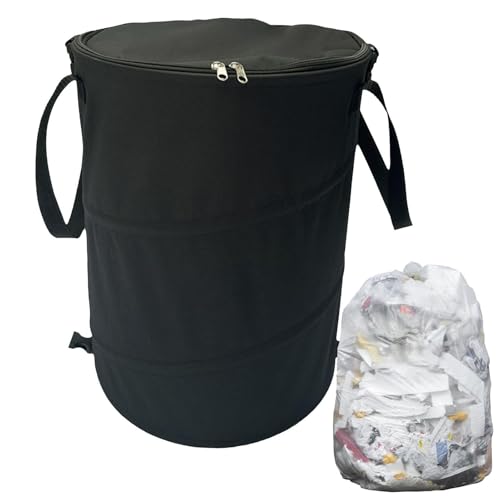 lisutupode 37 L Tragbarer Gartenabfallsack Mit Deckel 34 * 40 Cm Oxford-Stoff Camping-Mülleimer Wiederverwendbarer Verschließbarem Deckel Zusammenklappbarer Robust Abwaschbar Praktisch Leicht von lisutupode
