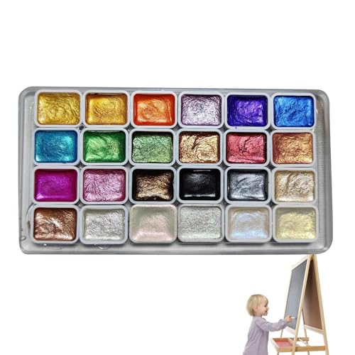 lisutupode Aquarellfarben-Set mit 24 Farben, Malkunst, Aquarell-Paletten-Set, Aquarellfarben-Set, Perlglanz-Aquarell-Set, Bastel-Malwerkzeug-Kits für Studenten, Bastel-Malwerkzeug-Set von lisutupode