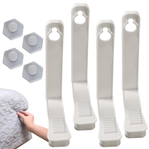 lisutupode Eck-Clips für Bettdecken: 4 x Bettdecken-Clips zum Halten am Bett, Sicherheits-Steppdecken-Befestigungsschnalle, robuster Bettdeckenhalter für Kissen von lisutupode