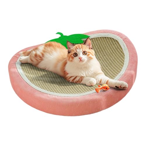 lisutupode Katzenkratzbrett – Sisal-Kratzbaum Erdbeere Kratzbrett – Isomatte Nest Haustierbedarf für Kätzchen kleine Hunde Indoor Sofa Teppich Boden Tür Stuhl Couch Möbel Schutz von lisutupode