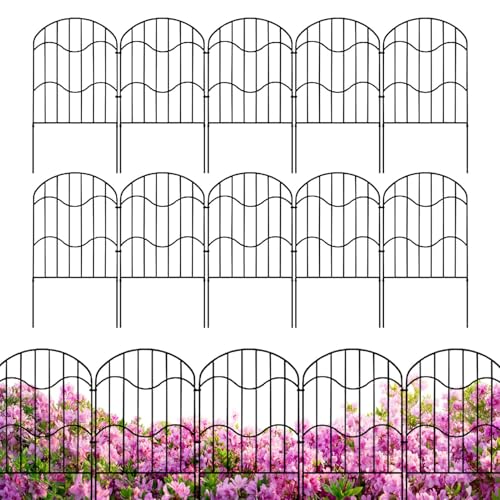 lisutupode Metallzaunfelder | 3,3 M X 33 Cm X 61 Cm Rostfreier Metall Gartenzaun Beetumrandung - 10er Set Flexibel Einsetzbar Für Terrasse Blumenbeet Haustierbereich Wetterfester Außenbereich Garten von lisutupode