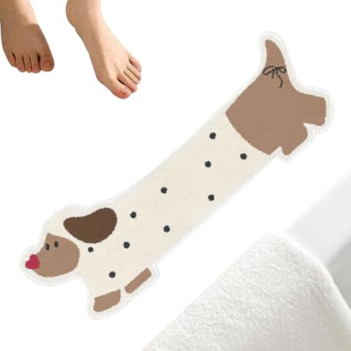 lisutupode Queue-Nachttisch-Vorleger – lustige Hunde-Schlafzimmermatte mit rutschfester Unterseite, bezaubernder Dackel, flauschiger Teppich, unregelmäßig geformter Teppich, Dackel-Haustürmatte von lisutupode