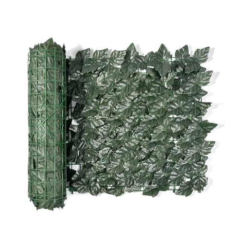 lisutupode Sichtschutzgitter - Wasserdichter künstlicher Hecken-Traubenblatt-Sichtschutzzaun,Greenery Panels Wall Background Vine Dekoration für Balkonterrasse von lisutupode