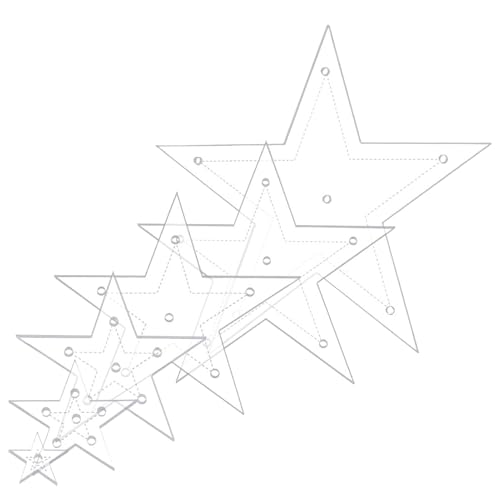 lisutupode Sterne Quilting Schablone,Stick Schablonen Nählineal 6 Stück | Präzise Pentagramm Schablone Strickzubehör für Applikation Zuschneiden Binden Zeichnen Weben Scrapbooks Handarbeiten von lisutupode