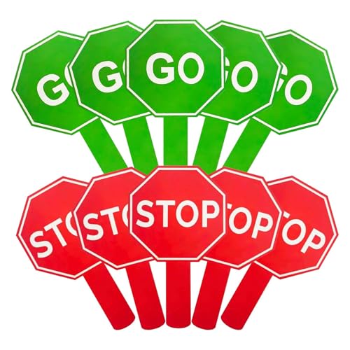 lisutupode Stopp- und Go-Schild, Straßenwarnschilder, doppelseitig, wasserdicht, Paddel für Kinder, Verkehrskontrolle, Schule, Parken von lisutupode