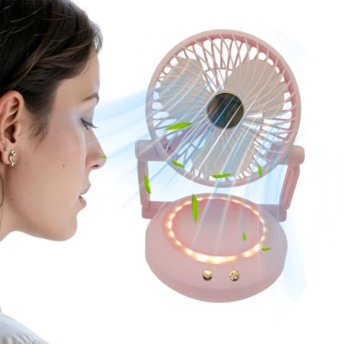 lisutupode Tischventilator,Tragbarer Kühlventilator Leise Für Den Schreibtisch - Klappbarer Wiederaufladbarer Luftkühler mit LED-Lichtern und Schwenkfunktion für Outdoor, Reise, Schreibtisch und von lisutupode