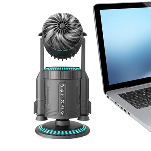 lisutupode Tischventilator | Tragbarer Elektrischer Büro Schreibtisch Ventilator | Leise 5000 U/min Mit Licht Raketenform Drehluftzirkulator Kühlung Für Arbeitsplatz Zuhause Schule Wohnzimmer von lisutupode