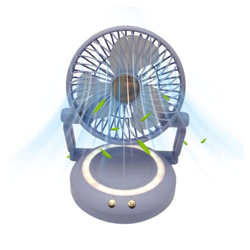 lisutupode Tischventilator - Tragbarer Ventilator Zur Persönlichen Abkühlung,Klappbarer Wiederaufladbarer Luftkühler mit LED-Lichtern und Schwenkfunktion für Outdoor, Reise, Schreibtisch und von lisutupode