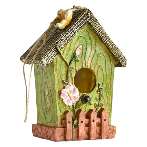 lisutupode Vogelhäuser für den Außenbereich – kleines Vogelhaus aus Kunstharz, bunter Nistkasten, dekoratives Haustierhaus, Gartendekoration, Baum-Dekoration für Veranda von lisutupode