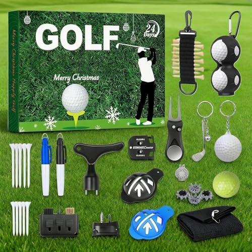 lisutupode Weihnachts Adventsspielzeug 2025,24 Tage Golf Zubehör Set Adventskalender Spielzeug - Weihnachts Deko Accessoire für Söhne Familie Mädchen Männer Teenager Ehemann Jugend Töchter Freunde von lisutupode
