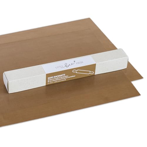 little bee fresh Dauerbackmatte (2er Set) – 2 Stück (33x40 cm) – Wiederverwendbare Backmatte | Dauerbackfolie | Nachhaltige Alternative zu Backpapier | Hitzebeständig bis 260°C | Premium-Qualität von little bee fresh