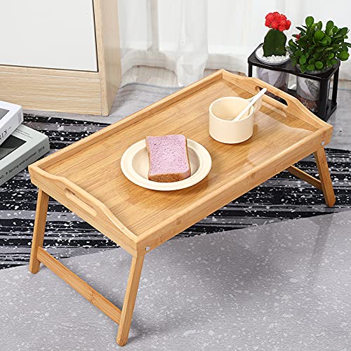 Betttablett Bambus Betttisch mit klappbaren Beinen Serviertablett für Frühstück als Beistelltisch und Knietisch pflegeleicht und abwaschbar von little dove