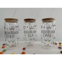 Busenfreundin Beste Freundinnen Geschenk Personalisiertes Glas Mit Namen Becher Coffeecup Trinkglas Deckel Strohhalm von littleandloved2025