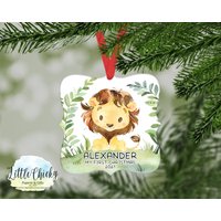 1st Christmas Ornament, Baby Boy Lion First Christmas, Mein Erstes Weihnachten, Custom Ornament Andenken von littlechickypaperie