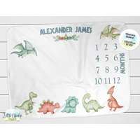 Dinosaurier Meilenstein Decke, Monatliche Foto Personalisierte Baby Jungen Shower Geschenk von littlechickypaperie