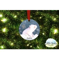 Eisbär Weihnachtsschmuck, 1st Christmas Ornament, Mein Erstes Weihnachten, Polar Bear Custom Ornament Andenken von littlechickypaperie