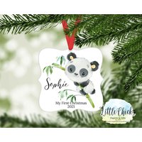 Panda Ornament, 1st Christmas First Christmas, Mein Erstes Weihnachten, Custom Ornament Andenken von littlechickypaperie