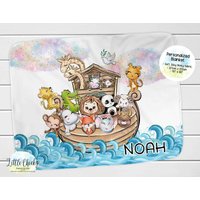 Personalisierte Arche Noah, Weiche Minky Babydecke, Baby Shower Geschenk, Neues 50 "x 60" Personalisierte Decke von littlechickypaperie