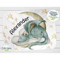 Personalisierte Drachendecke, Weiche Minky Kinderdecke, Geburtstagsgeschenk, Babypartygeschenk, Babydecke, Personalisierte Decke, Weihnachtsgeschenk von littlechickypaperie