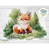 Personalisierte Fuchsdecke, Weiche Minky Kinderdecke, Geburtstagsgeschenk, Babypartygeschenk, Fuchs Babydecke, Personalisierte Decke von littlechickypaperie