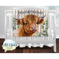 Personalisierte Highland Kuh Babydecke, Kuh, Weiche Minky Baby-Dusche-Geschenk, Neues Baby-Geschenk, 50 "x 60" Babydecke von littlechickypaperie