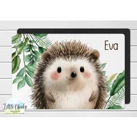 Personalisierte Kinder Tischset - Igel Tischset, Waldtiere Personalisiertes Geschenk, Weihnachtsgeschenk von littlechickypaperie