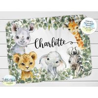 Personalisierte Safari-Decke, Safari-Tiere-Kinderdecke, Safari-Babydecke, Geburtstagsgeschenk, Baby-Dusche-Geschenk, Taufe Geschenk von littlechickypaperie