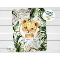 Personalisierter Löwe, Baby Löwe Weiche Minky Babydecke, Baby-Dusche-Geschenk, Neues Baby-Geschenk, 50 "x 60" Baby-Decke, Erste Weihnachtsdecke von littlechickypaperie