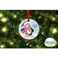 Pinguin Weihnachtsschmuck, 1. Ornament, Mädchen Junge Ornament Benutzerdefinierte Andenken, Weihnachtsgeschenk von littlechickypaperie