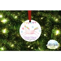 Unicorn First Christmas Ornament, 1st Mein Erstes Weihnachten, Custom Ornament Andenken, Geschenk von littlechickypaperie