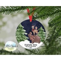 Woodland Christmas Ornament, First 1st Mein Erstes Weihnachten, Personalisiertes Andenken von littlechickypaperie