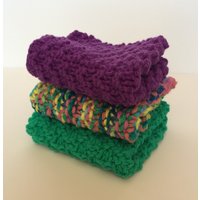 Grün, Lila Und Mehrfarbige Geschirrtücher - Set Von Drei von littlefroggies