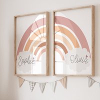 2Er-Set Kinderzimmer-Drucke, Schwestern Schlafzimmer, Regenbogen-Drucke, Mädchen-Kinderzimmer-Drucke, Personalisierte Drucke, Lil Sis Big Sis von littlelearnersprints