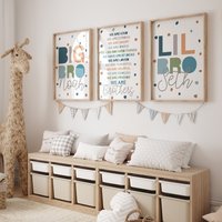 3 Brüder Schlafzimmer Drucke, Jungen Dekore, Zwillinge Schlafzimmer, Geschwister Poster, Affirmation Positive Spielzimmer Wandkunst von littlelearnersprints