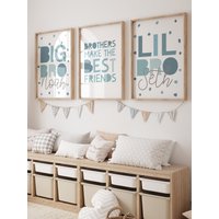 3Er Set Brother Schlafzimmer Poster, Big Bro Lil Bro, Geschwister Prints, Brüder Machen Die Besten Freunde, Jungen Kinderzimmer Spielzimmer Wandkunst von littlelearnersprints