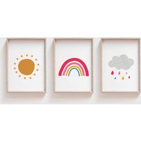 3Er Set Mädchenzimmer Poster, Mädchen Schlafzimmer Regenbogen Wandbild, Spielzimmer Poster von littlelearnersprints