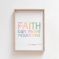 Der Glaube Kann Berge Versetzen, Christliche Wandkunst, Mädchen Schlafzimmerdeko, Bibel-Vers-Druck, Mädchen-Schlafzimmerdeko Der Glaube Kann Berge Versetzen, Christliche Wandkunst, Mädchen Schlafzimmerdeko, Bibel-Vers-Druck, Mädchen-Schlafzimmerdeko von littlelearnersprints