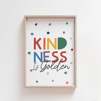 Freundlichkeit Ist Golden, Be Kind Print, Mädchen Poster, Jungen Schlafzimmer Spielzimmer Poster Freundlichkeit Ist Golden, Be Kind Print, Mädchen Poster, Jungen Schlafzimmer Spielzimmer Poster von littlelearnersprints