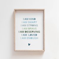 Jungen Blau Kinderzimmer Druck, Affirmation Ich Bin Geliebt Schlafzimmer Wandkunst, Spielzimmer I Am Loved Druck Jungen Blau Kinderzimmer Druck, Affirmation Ich Bin Geliebt Schlafzimmer Wandkunst, Spielzimmer I Am Loved Druck von littlelearnersprints