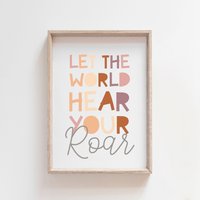 Let The World Hear Your Roar Print, Mädchen Boho Schlafzimmer, Kinder Wandkunst, Spielzimmer Drucke, Kinderzimmer Orange von littlelearnersprints
