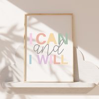 Mädchen Affirmation Prints, Ich Kann Harte Dinge Tun, Schlafzimmer Kunstdrucke, Motivations Wandkunst, Spielzimmer von littlelearnersprints