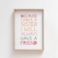 Schwester Prints, Schwestern Wandkunst, Poster, Kinder Mädchen Schlafzimmer, Sibling Mädchenzimmer, Geschenk von littlelearnersprints
