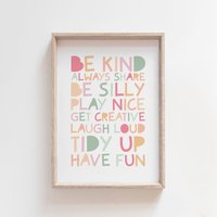 Spielzimmer Poster, Mädchen Poster Druck, Be Kind Print, Wandkunst, Schlafzimmer Prints, Wandkunst Spielzimmer Poster, Mädchen Poster Druck, Be Kind Print, Wandkunst, Schlafzimmer Prints, Wandkunst von littlelearnersprints