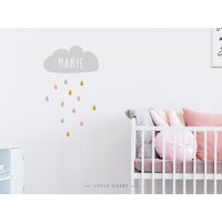 Wolke Wunschname Und Tropfen // Wand - Türsticker von littlelivery