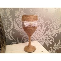 Shabby Chic Vintage Teelicht Weinglas von littlemisssparklegy