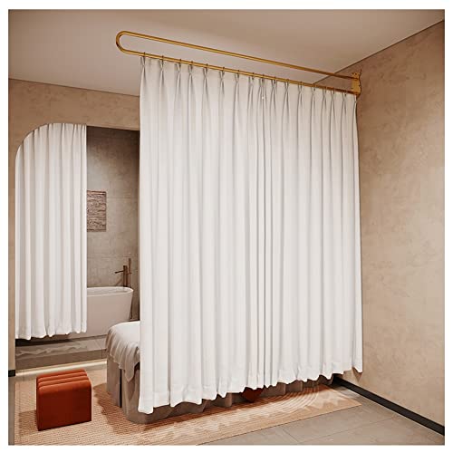 Raumteiler Vorhang - Sichtschutz Vorhang Transluzent - Schönheitssalon Trennvorhang - Goldene Metall Vorhangstange ( Farbe : White-230cm , Größe : 220cm ) von liu san xiao