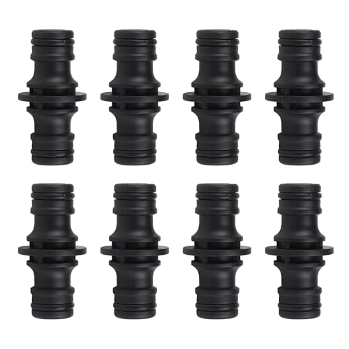 liuchanghe 8 Stück Schlauch Kupplung, 1/2 Zoll Doppelstecker Gartenschlauch Verbindungen, Extender Verlängerung Kupplung Zwei Wege Kupplung für Garten und Haus Schlauch (Schwarz) von liuchanghe