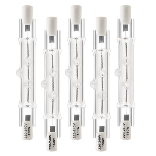 liuchanghe R7S Halogen Leuchtmittel 78mm 150 W, 5er Pack Halogenstab R7S 78mm, 7s Dimmbar Halogenstablampe für baustrahler, Arbeit Landschaftsbeleuchtung,Wohnzimmerleuchten von liuchanghe