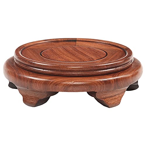QINGGANGLING999 Vasensockel aus Holz Rote Sandelholz-runde Basisschmuck, Mahagoni-Vase-Display-Ständer für Topf-Buddha-Statuen Pflanzenständer (Size : Medium) von liushop