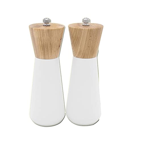 caihuashopping Salz und Pfeffermühle Stilvolle weiße Salzschleifer Hölzerner Pfeffersalzschleifer Set Pfeffermühle Salzpfeffer-Shakers Keramik Nachfüllbar Passt in Hausküche Grill Pfeffermühle von liushop
